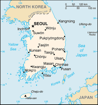 Map of Korea, South